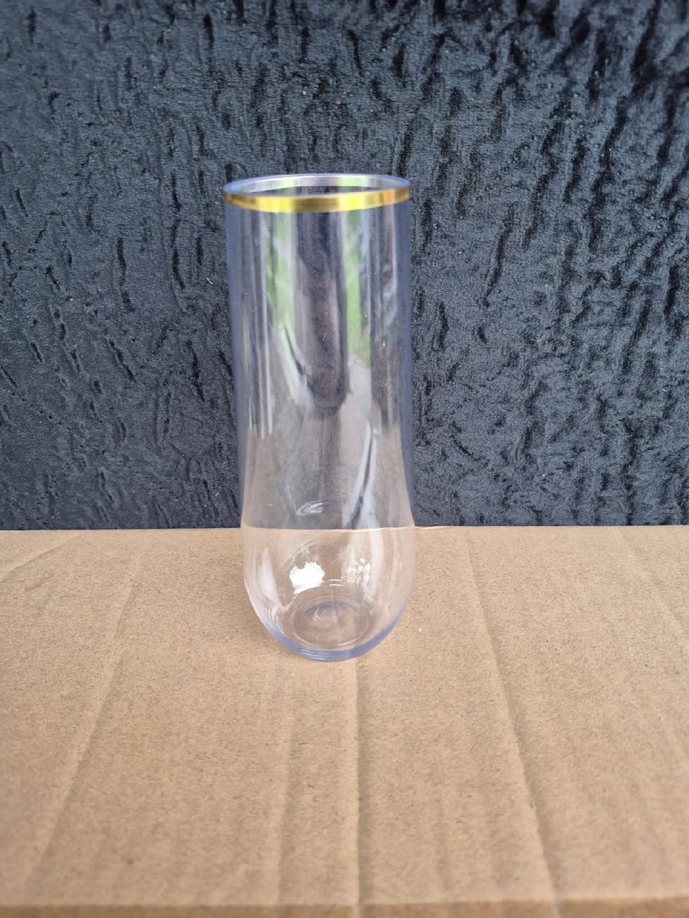 Clear 9 Oz Plastic Flutes with Gold Rim - Home Accents